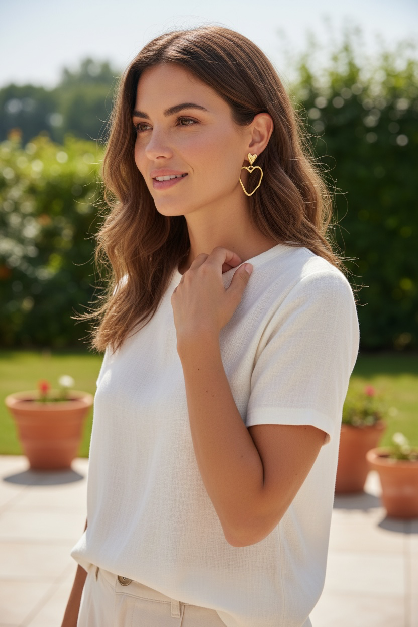 Gouden hartje oorbel