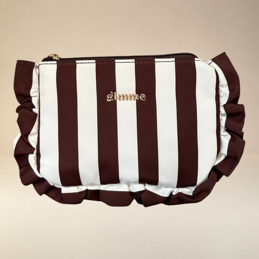 Leuk make-up tasje Bruin met beige strepen